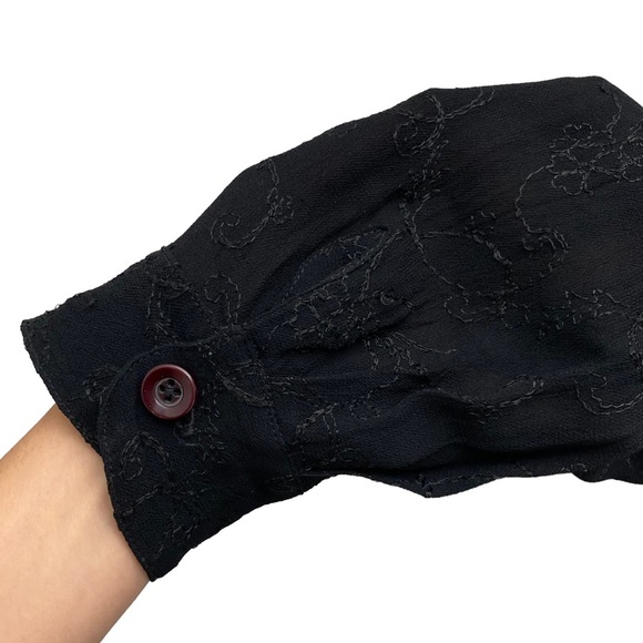 Carole Little Vintage Black Mesh Lace Floral Embroidered Button Down - Picture 9 of 14
